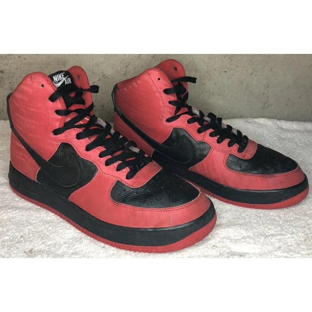Nike By You Air Force 1 High Red Black Leather Shoes Sneakers DZ3610-900 Size 11 - Picture 3 of 10